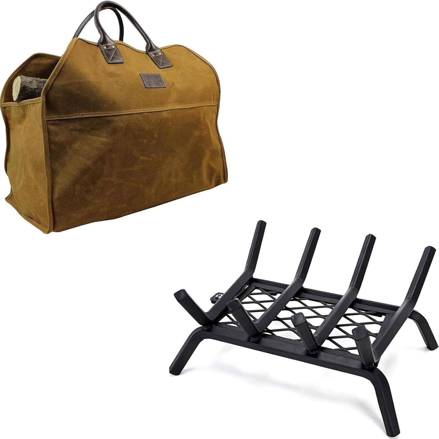 Canvas Log Carrier Tote, 14 Inch Fireplace Grates