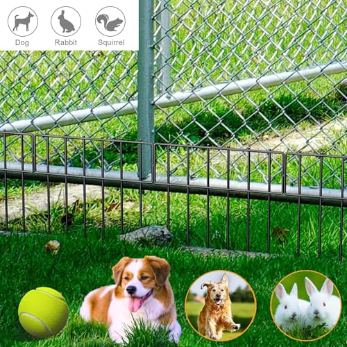 Aotuosa 10 Stück 43 x 33 cm Gartenzaun zum Stecken mit Verbindungsschnallen Metall Steckzaun Hundezaun Tierabsperrzaun Garten Zaun Dekorative Zaunelementen für Hunde Gitterzaun Set