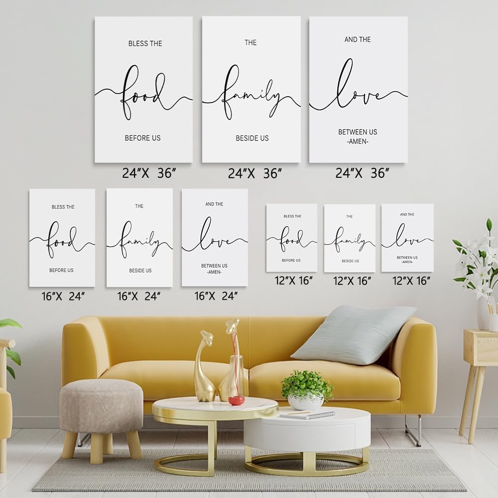 GUBIYU Home Family Wall Decor, Wall Art for Living Room Set of 3 Inspirational Canvas Prints Black and White Framed Canvas Art Paintings Wood Wall Decoration for Dining Room Bedroom Home Decor 24x36