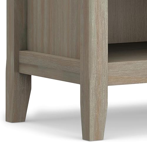 Miniatura 90 de SIMPLIHOME Amherst Mesita de noche tradicional de madera maciza de 24 pulgadas de ancho, color gris niebla, para sala de estar y dormitorio Gris