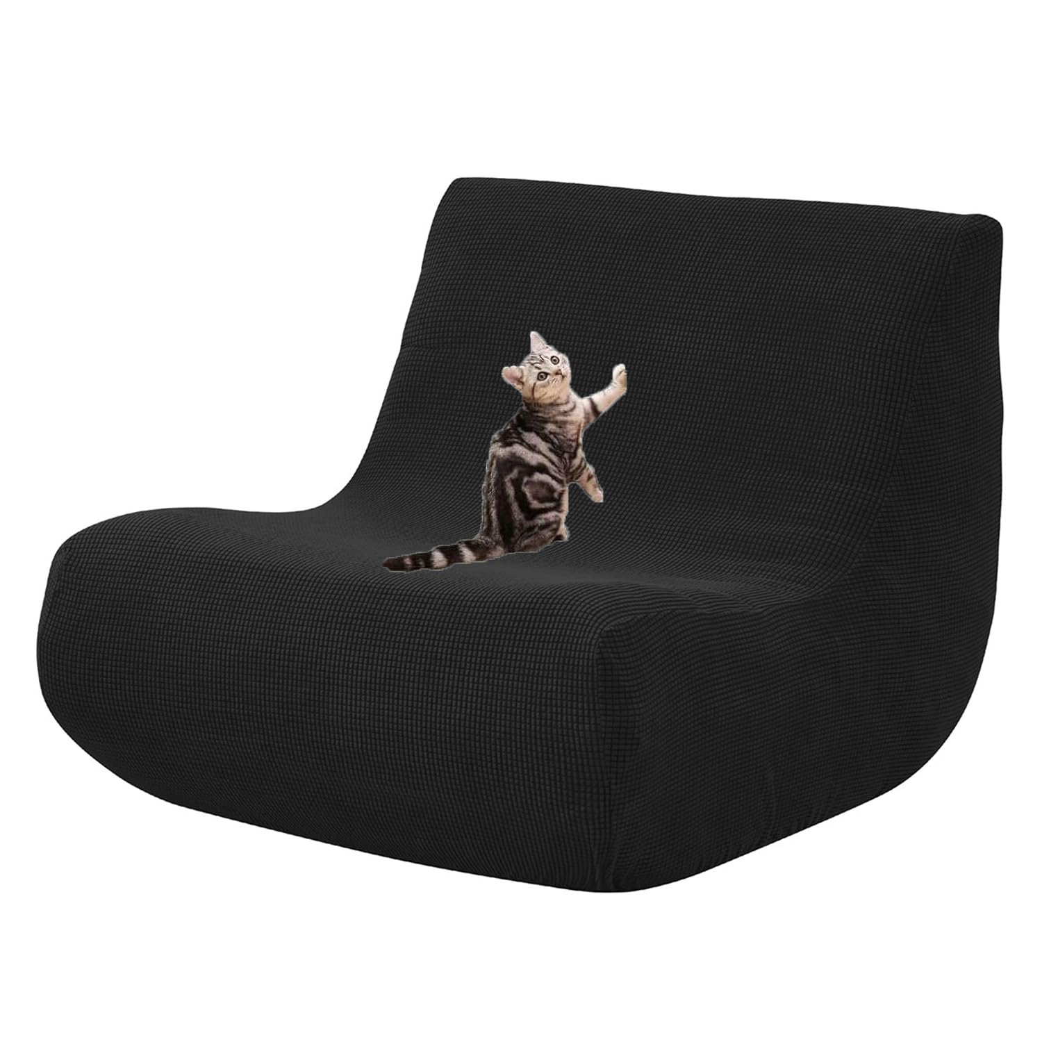 HACLEN Armless Floor Sofa Cover, Stretch Lazy Fireside Chair Cover Washable Armless Bean Bag Chair Slipcover Cat Scratch Proof with Elastic Bottom (black,one size)