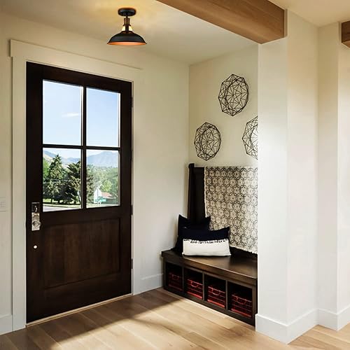 Miniatura 3 de CLAXY Lámpara de techo industrial de granja de 1 luz, lámpara de techo de granero, montaje empotrado para dormitorio, pasillo, porche