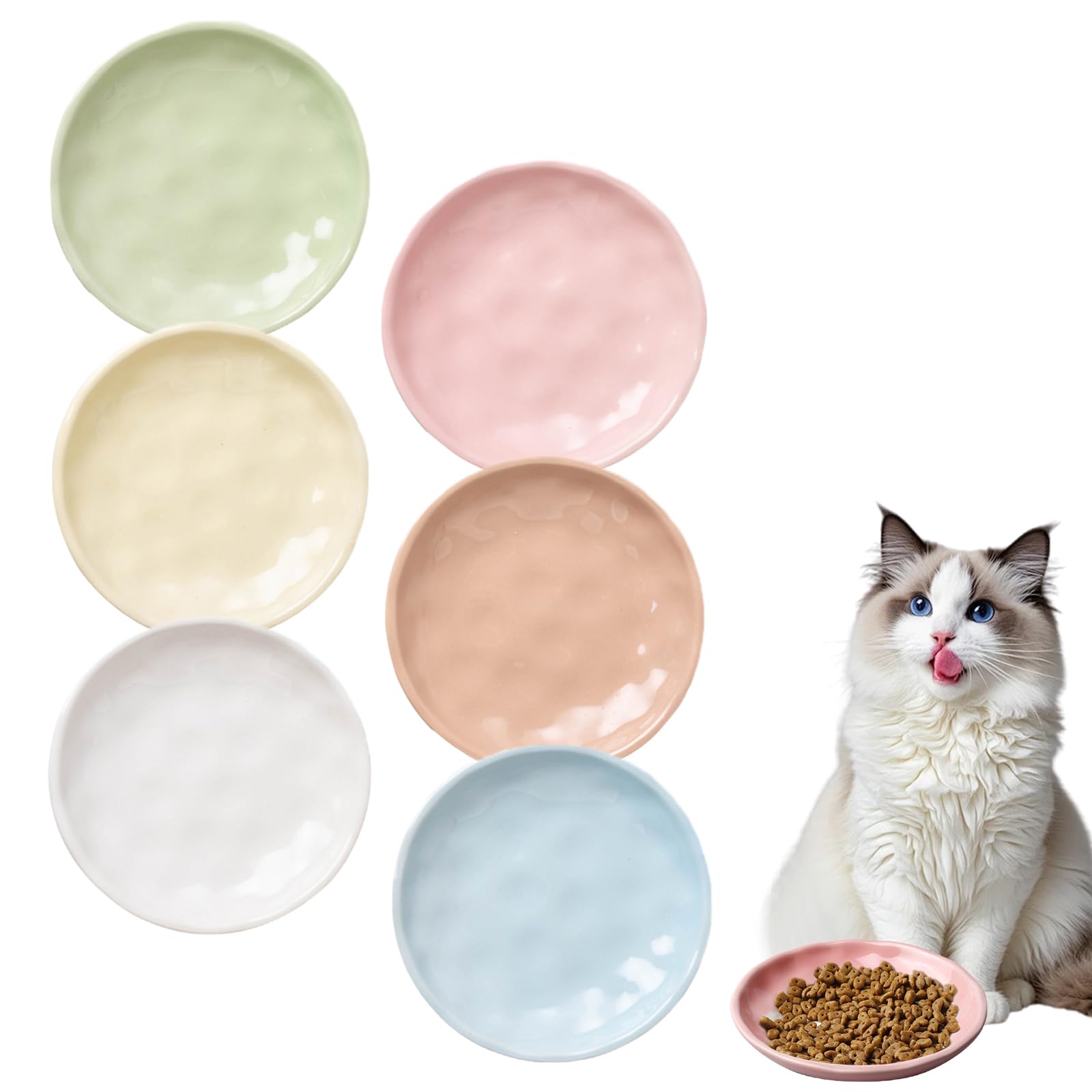 Larges gamelle chat en céramique : le lot de 6 assiettes idéales pour les repas quotidiens