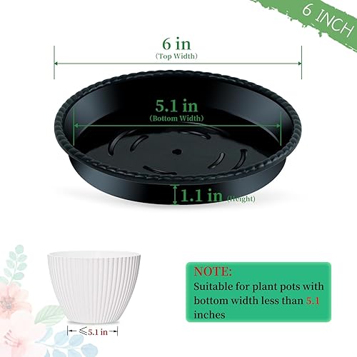 Vista 27 de SupKing Platillos para plantas de 6 pulgadas, bandejas de plástico resistentes para goteo de plantas, platillos de maceta transparente duradero