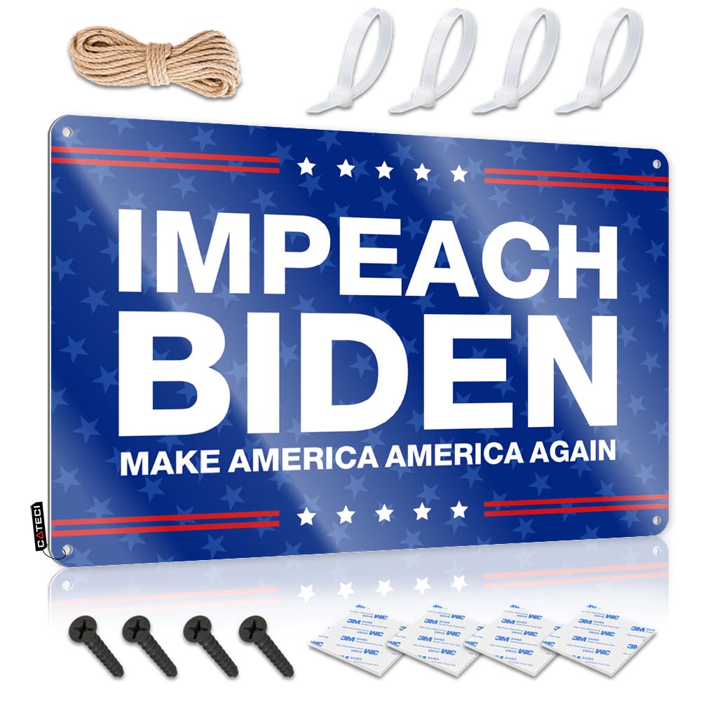 Funny Warning Signs Impeach Biden-Make America Again Tin Sign Desk Signs For Office Funny Retro Tin Signs(20X30CM)