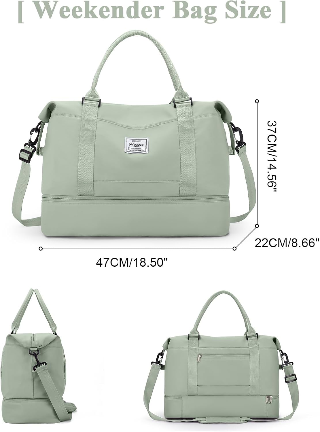 Travel Duffel Bag with Shoes Compartment, Carry on Overnight Weekender Bags for Women, For Spirit Airlines 18x14x8 Personal Item Bag - Image 3