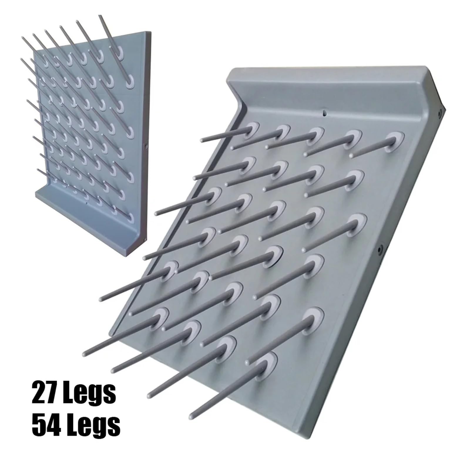 Scolapiatti da Parete for Laboratorio, 27 pioli, PP, Grigio, Supporto for Attrezzature di Pulizia da Tavolo for l'industria Chimica