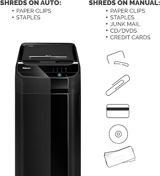 Fellowes AutoMax 550C Cross Cut, Auto Feed 2-in-1 Heavy Duty Commercial Paper Shredder with SilentShred (4963001)