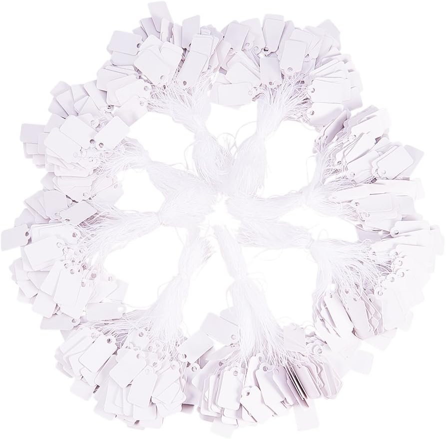 100 Etichette Prezzi Per Gioielli | 12x60mm Bianche | Autoadesive