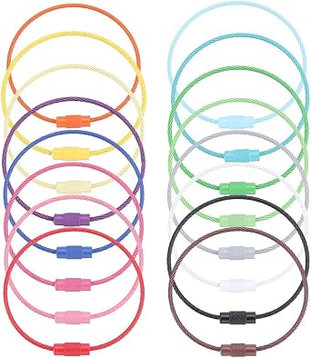 SUNNYCLUE Stainless Steel Loops Wire Keychain Cable Large Key Rings Key Chain for Luggage Tags Key Tags Keyrings Kitchen
