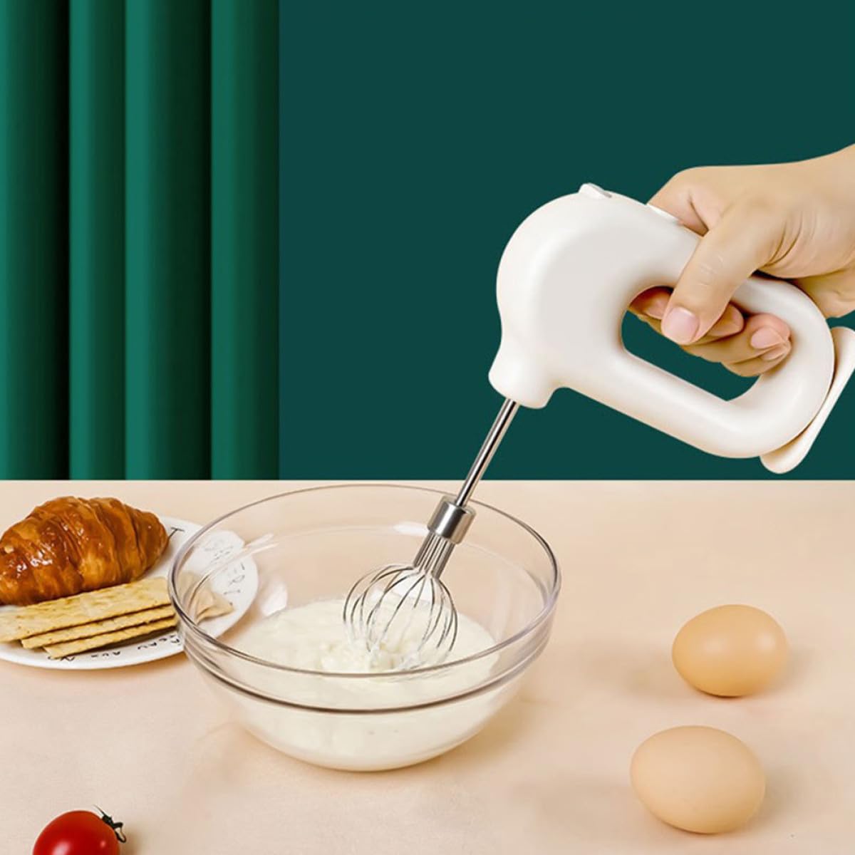 Sbattitore Ricaricabile da Cucina in Acciaio Inox 2 Bianche