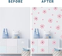 Vista 4 de iinuu Calcomanías de pared de flores de margaritas rosadas, calcomanías de vinilo retro floral para pared, decoración artística Groovy Y2K