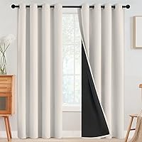 SimpleHome 100% Blackout Thermal Insulated Grommet Curtains Cream 52x84 Inch 2 Panels Bedroom Living Room Drapes
