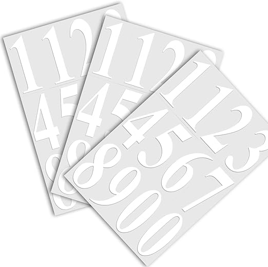 Die Cut White Vinyl Numbers Stickers 2 Inch Self Adhesive 3 Sets Premium Decal