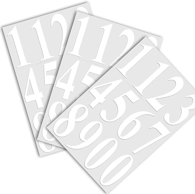 Die Cut White Vinyl Numbers Stickers 2 Inch Self Adhesive
