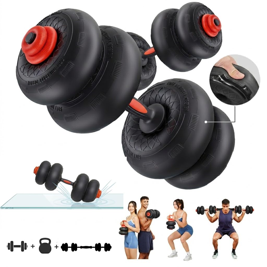 Yoleo Hantelset Verstellbare Hanteln, 5 in 1 Geräuschloses Anti-Kollisions-Luftkissen mit Anschlussstück Professionell Dumbbell Set 4-20kg für Workout, Fitnesstraining Männer/Frauen Upgrade 2.0