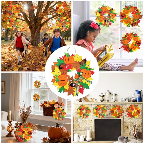 8er-Set Herbst-Bastelsets für Kinder – Kürbis-Kranz-Deko aus Filz – Bild 6