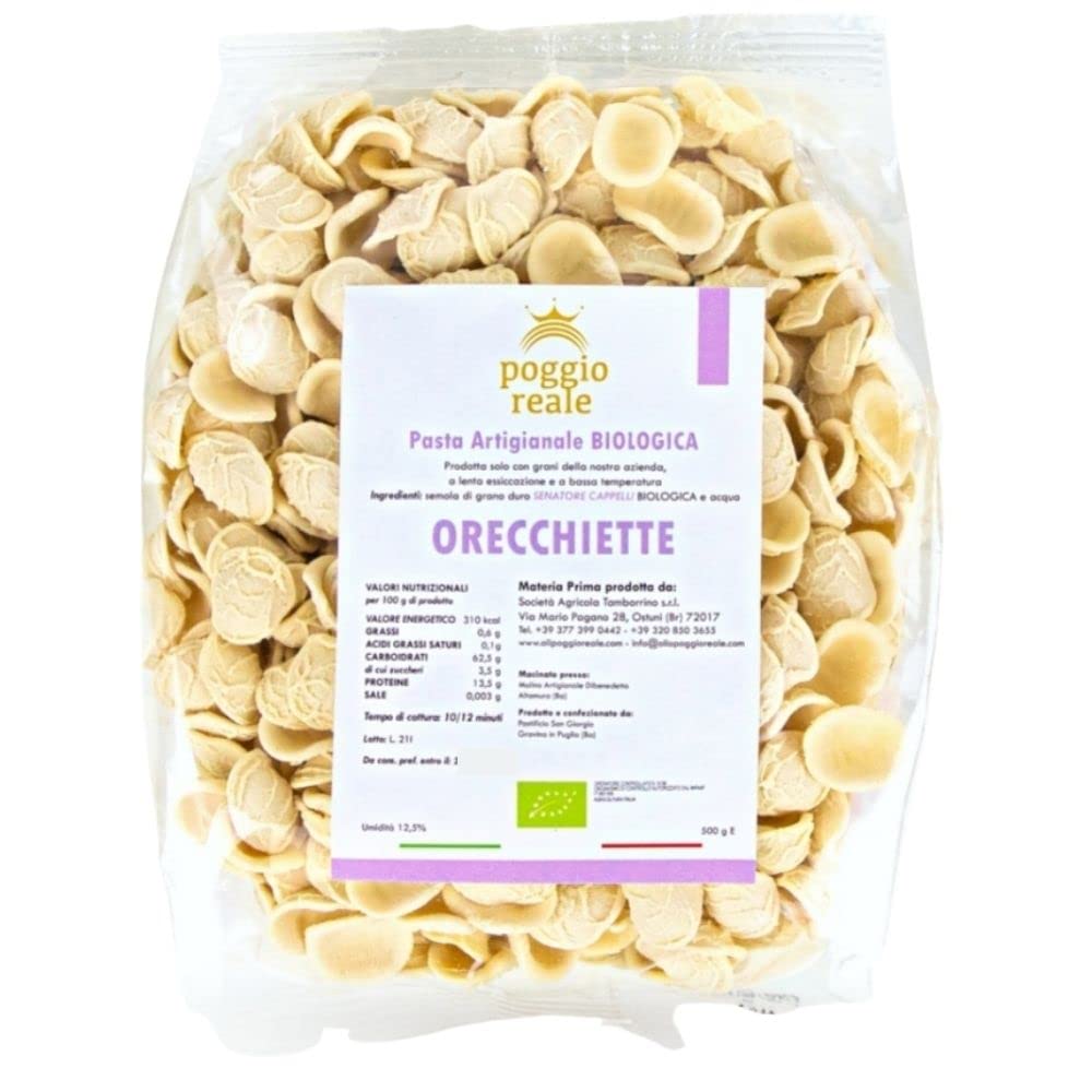 Orecchiette Biologiche Semola Grano Duro Senatore Cappelli 10 Pezzi Grammi 500 Prodotto 100% Italiano da Grano Coltivato in Puglia