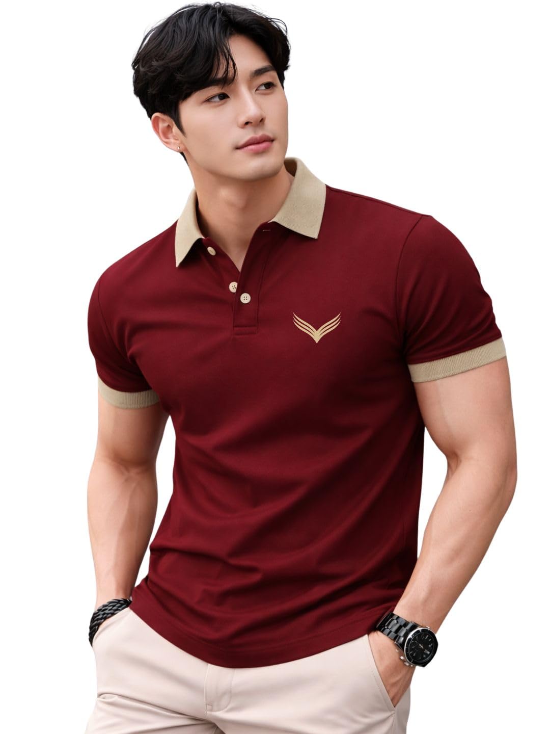 Men's Polo Neck T-Shirt | Maroon | Size 3XL | Polyester | Casual Polo Wear-picture-14