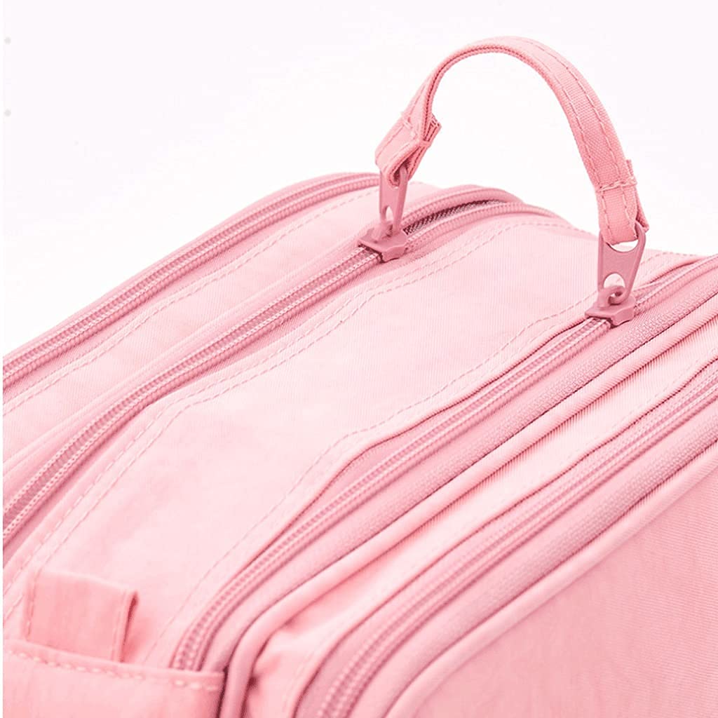 Funda de lápiz Lápiz grande Caja de lápices Bolsa de almacenamiento 3 compartimentos Organizador de escritorio Marcador de pluma pluma Efectos de escritorio simple Bolsa de lápiz -Green / Pink Pen Bag