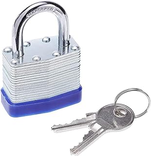 Laminated Steel Padlock with Key, Lock Wide Lock Body, Fence, Locker (1, 1-1/4
