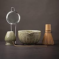 Vista 10 de TANG PIN Juego de matcha – Tazón de matcha con boquilla y batidor, 15 onzas, cuchara de matcha, soporte para batidor de matcha (soporte de Chasen)