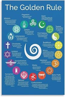 The Golden Rule Poster World Religions Golden Rule Symbols Poster（5）Canvas Wall Art Posters Be Used For Room Aesthetics And Bedroom Living Room Decor (24x36inch(60x90cm), Unframed)