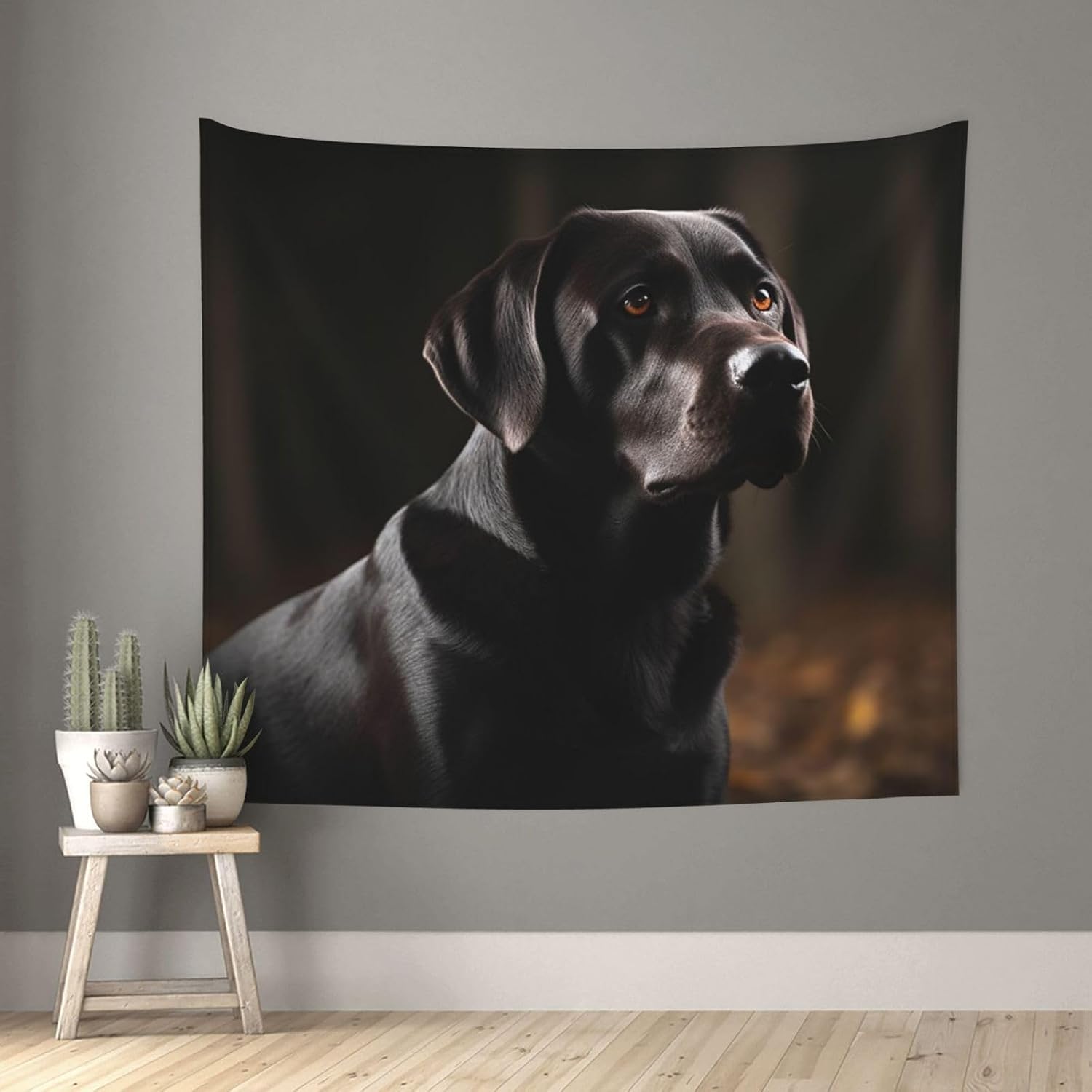 WSOIHFEC Tapestry Wide Wall Hanging Black Labrador Tapestry Vintage Lightweight Wall Blanket Funny Tapestry Wall Art Home Decor Soft Mural for Bedroom Dorm Living Room 60 X 51 Inch