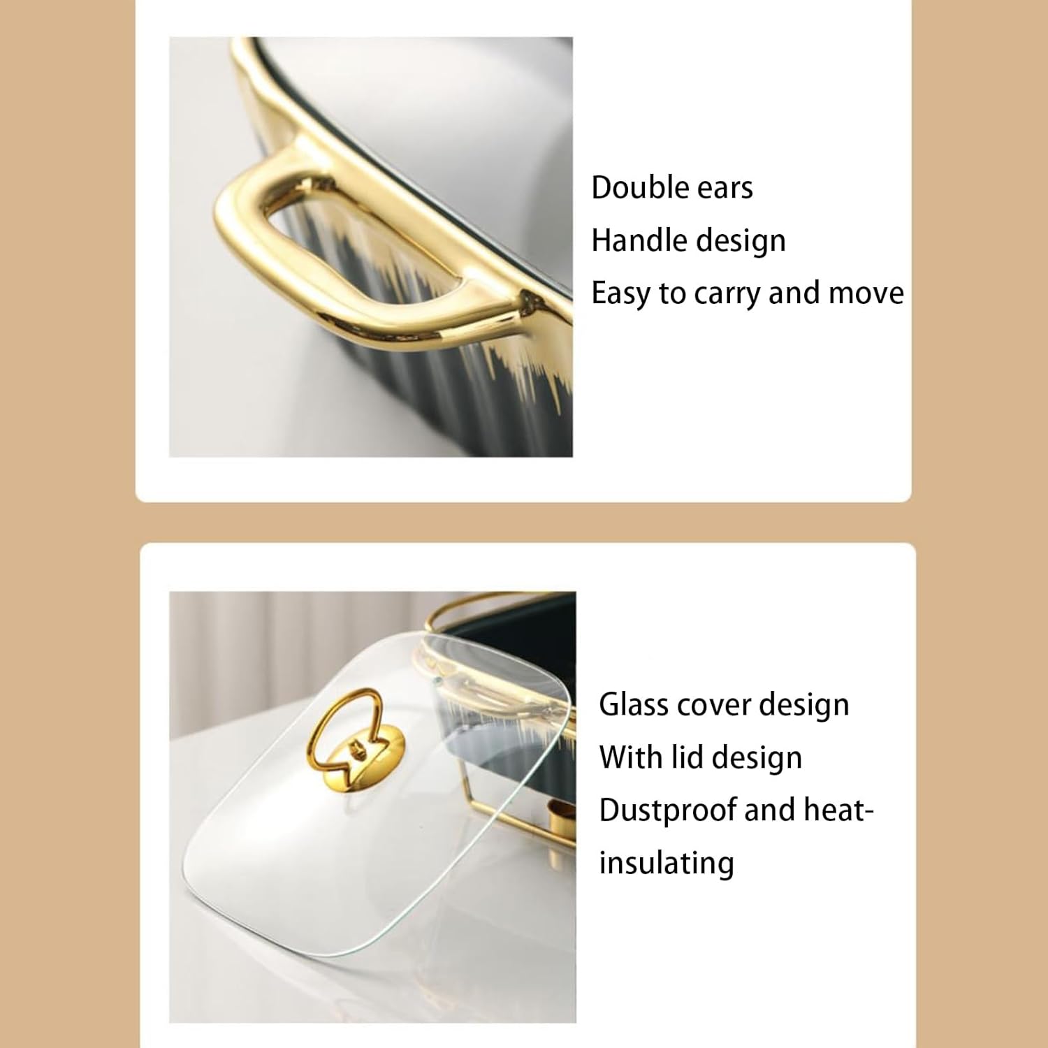 Ceramics Chafing Dish Buffet Set, Marble Finish Chafing Dish, Chafer and Buffet Warmer Set for Buffet Weddings Banquets Catering Events,Green (Green)