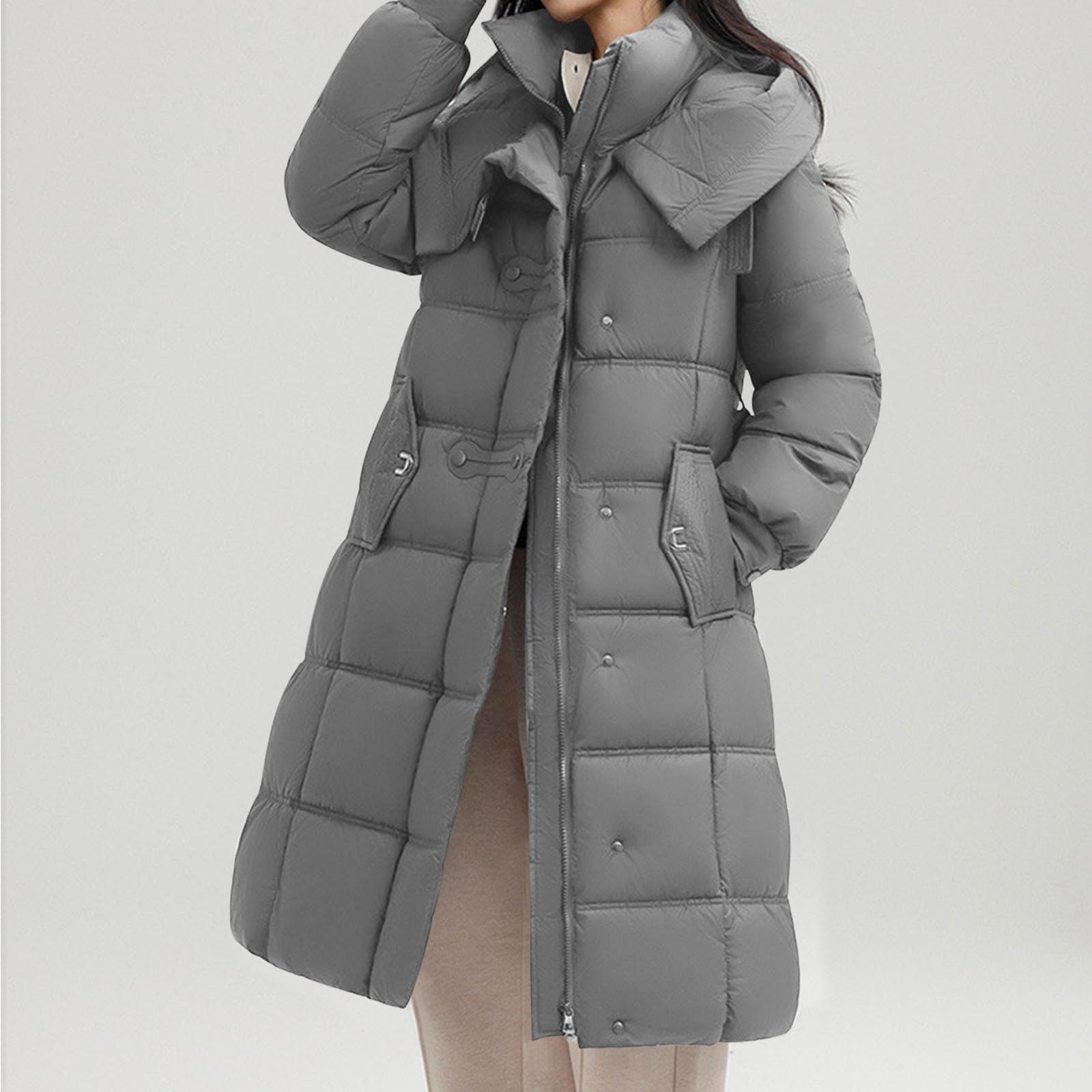 HAOLEI Abrigo Acolchado Mujer,Chaqueta Mujer Invierno Gruesa Chaquetas Acolchado Manga Larga Cálido Abrigo Parka con Capucha Viento Cremallera Cazadora Algodón Invierno Ligero Outwear con Bolsillos