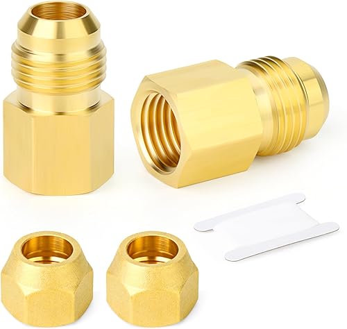 Miniatura 26 de GASHER 10 piezas de conector de tubo con abocinamiento SAE de latón, conector de tuerca de 1/2 pulgada para aire acondicionado, extensión de cobre