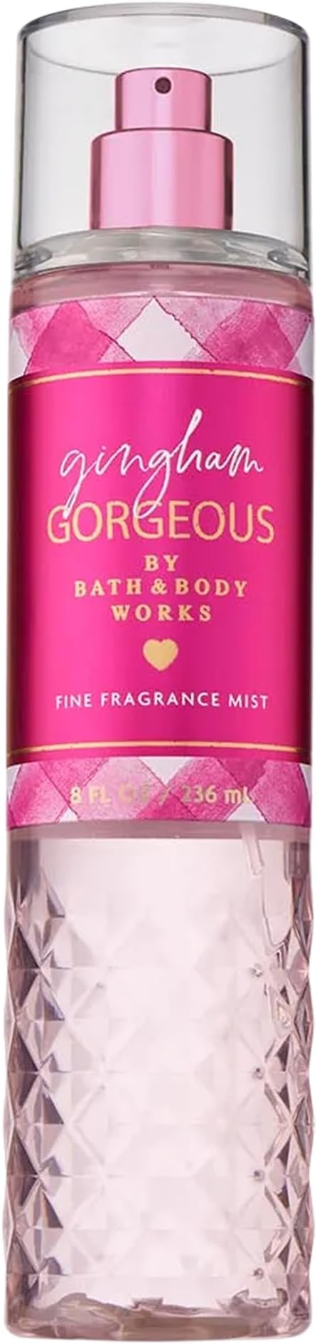 Gingham Gorgeous Fine Fragrance Mist, Body Spray & Perfume for Women, Long-Lasting Personal Fragrance – Pink Strawberries, Peony Blooms, and Peach Nectar Scent, 8 fl oz - 1 Pack