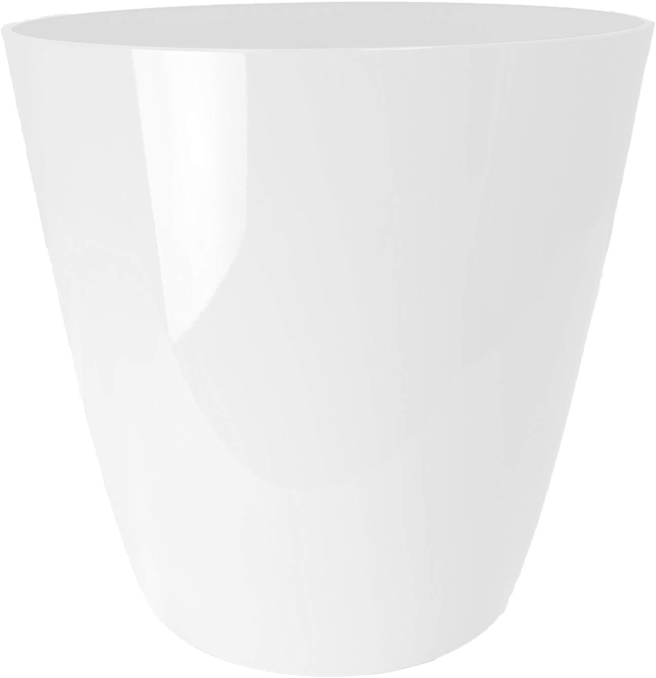 The HC Companies 12 Inch Aria Round Self Watering Planter - Plastic Plant Pot for Indoor Outdoor Plants Flowers Herbs, Glossy White Glossy White 12"