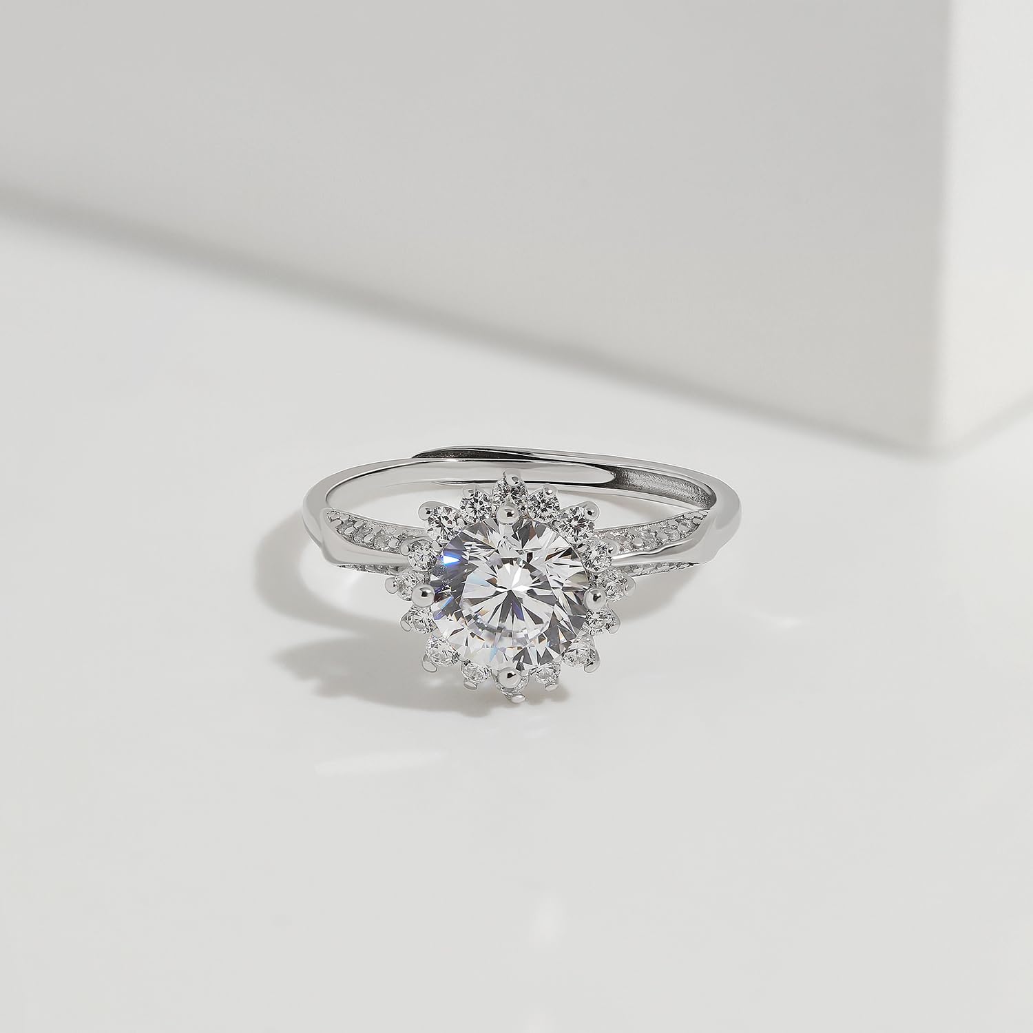 Anillo de Compromiso Meissa de 0.95 Ct con Corte Redondo para Mujeres, Anillo de Boda de Plata de Ley, Anillo de Compromiso Falso, Banda de Anillo de Promesa para Boda y Aniversario