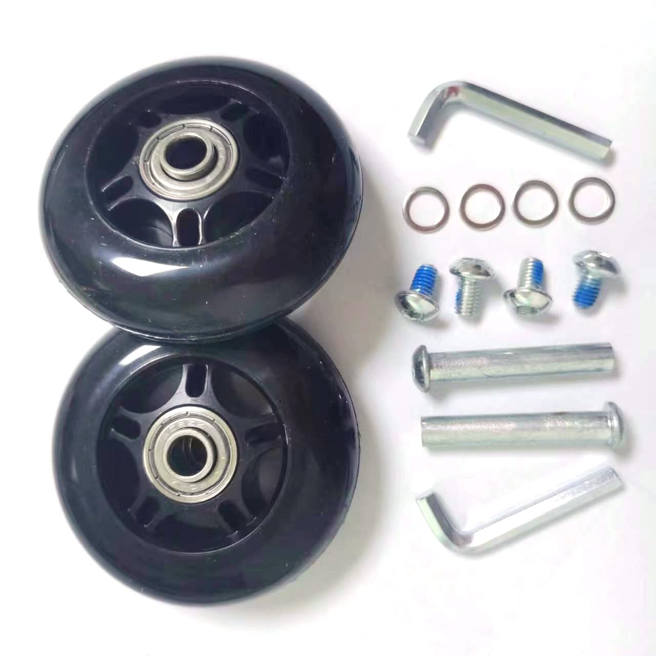 LOTOWELZON Juego de 2 ruedas de repuesto para maleta de equipaje de 75 mm/70 mm con rodamientos giratorios de goma ABEC 608zz, kits de reparación (75 x 8 x 24 mm)