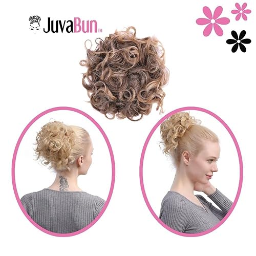 Miniatura 37 de JUVABUN Moños de pelo rizado con clip, rubio playa, para moños, pieza de cabello para moños, moño rizado, uso diario, lavable y realista, clip