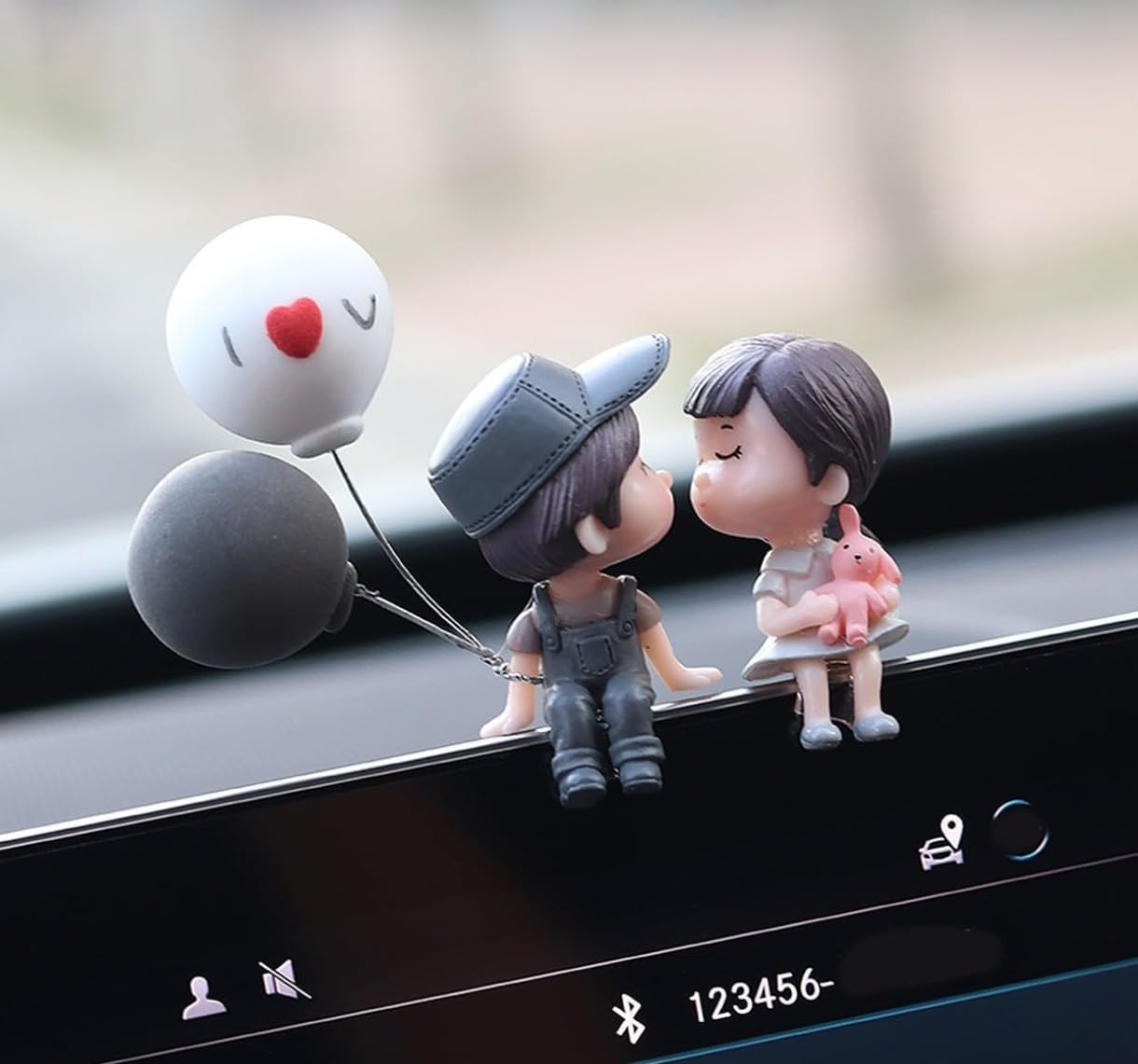 VRB Dec 1 Set of Car Dashboard Decoration Items/car Decor Accessories for Dashboard,Miniature Toys,Car Dashboard Interior Decoration Accessories for Car,SUV,etc. (CoupleMiniature with Ballon - 1 Set) - Image 2 thumbnail