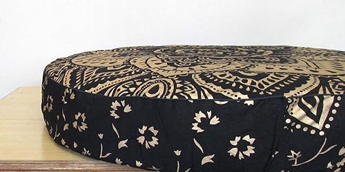 Miniatura 6 de Funda de almohada redonda de mandala hippie grande, funda de almohada otomana para sofá cama, funda de cojín de algodón con cremallera resistente,