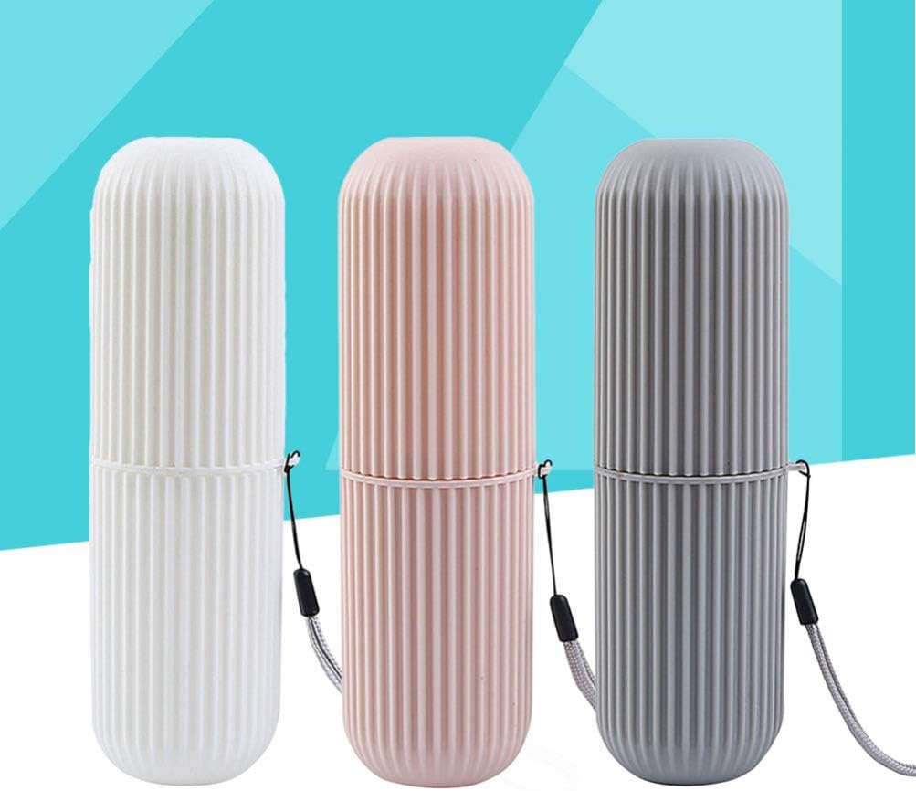 Healifty Toothbrush Box Cup Portable Travel Toothbrush Holder Compact Storage Case for Bathroom and on-The-Go Use 2.17X2.17X7.68In - Image 3