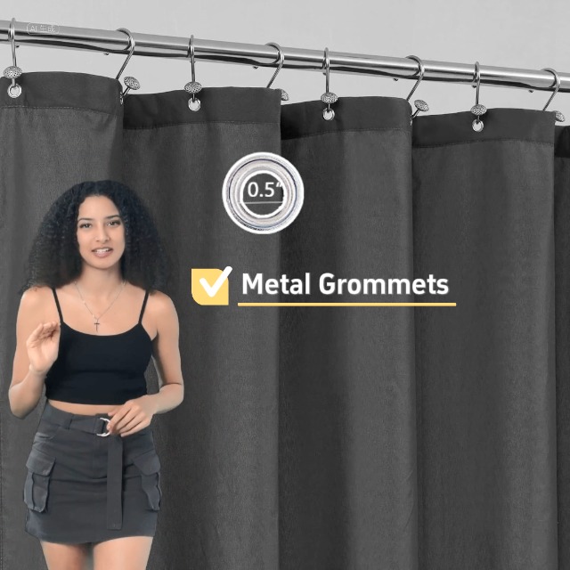 1pc Shower Curtain With 12 Hooks 180 X 180 Cm Polyester Waterproof - View #10