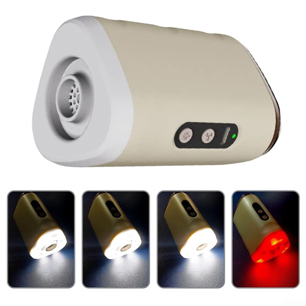 DAZZLEEX Pompe à air rechargeable 2500 mAh avec lumière LED pour camping, matelas gonflable, 4 modes de luminosité, pompe électrique portable, kaki