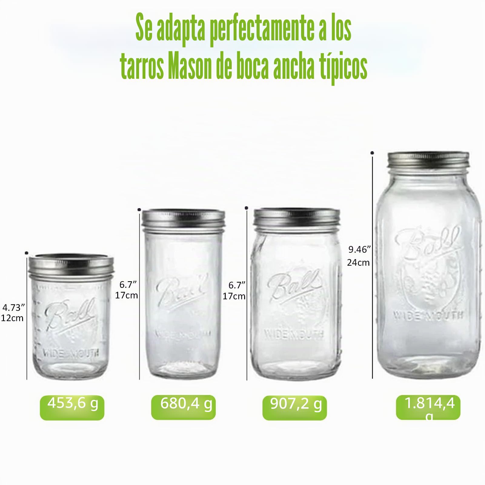 Artcome Paquete de 10 pesas de fermentación de vidrio con mango de fácil agarre y diseño de textura único para tarros grandes de boca ancha