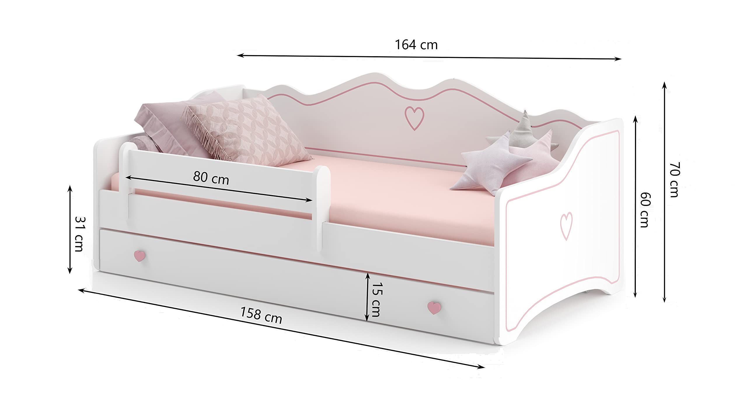 Letto Bambino Con Sponde LUK - 160x80 Cm, Bianco, Con Materasso, Sicuro E Confortevole - Foto 13