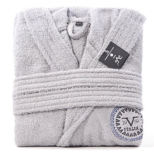 Versace 19v69 Abbigliamento Sportivo SRL-Albornoz Capucha Talla L-M Mujer Gris, 38 x 28 x 8 cm