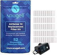 Vista 1 de Snugell Filtros CPAP desechables – Compatible con ResMed AirSense 10, AirCurve 10 y S9 Series – Ideal para uso doméstico y de viaje – Fácil