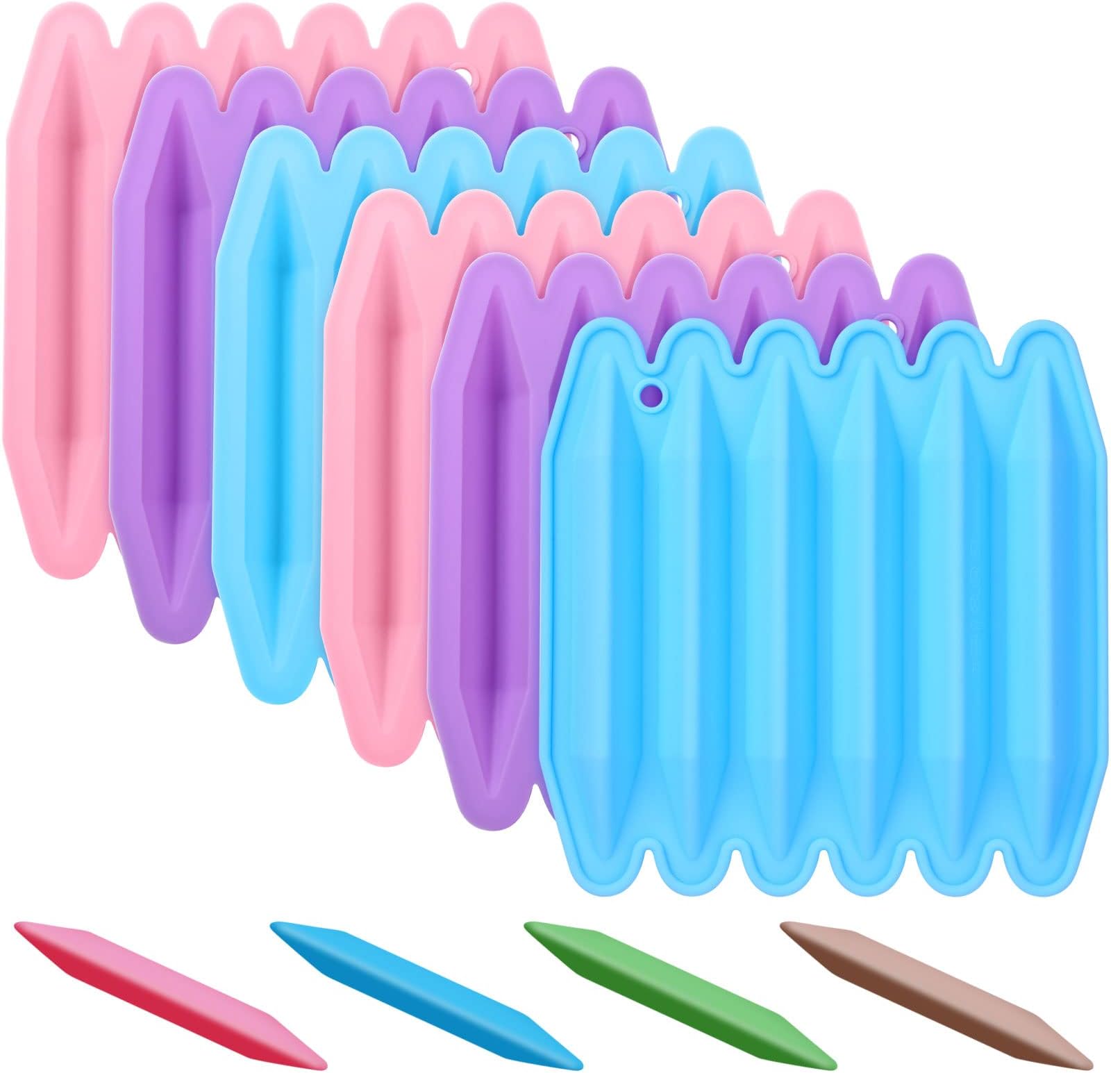 6 Pack Crayon Recycling Mold Silicone Crayon Triangular 3D Mold Reusable for DIY Wax Crayons Candle Melting Oven Safe Pen Shapes