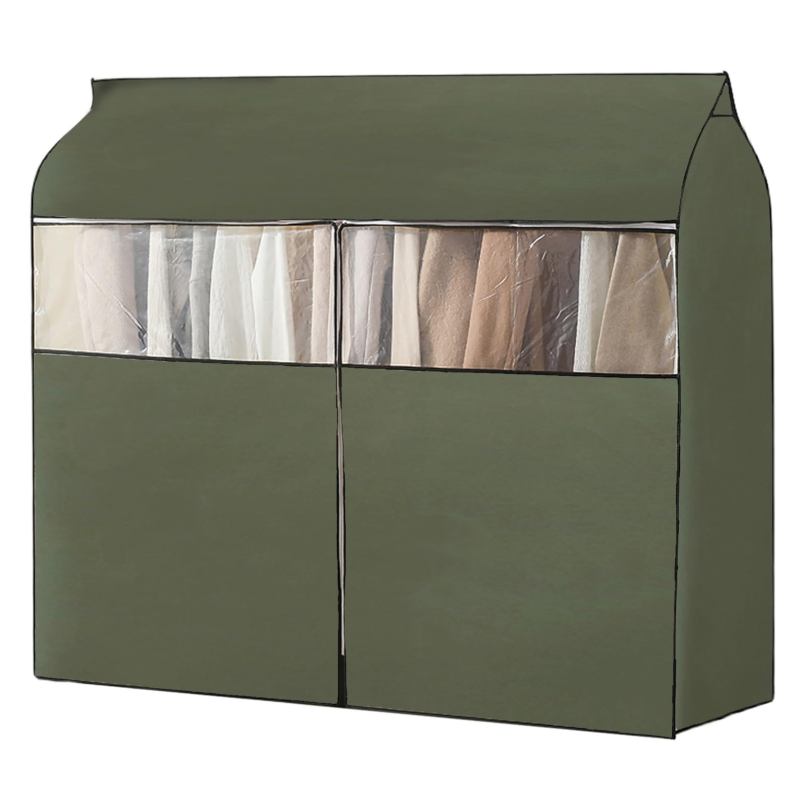 Almacenaje Ropa, con 3 Cremalleras Y Ventana Transparente, Tela No Tejida Engrosada Completamente Cerrada Fundas Ropa Armario Largo para Cubrir Vestidos, Abrigos, Chaquetas