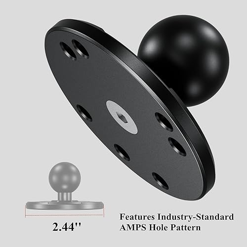 Miniatura 3 de BRCOVAN Paquete de 2, aleación de aluminio de 6 agujeros AMPS de placa redonda de montaje con adaptador de bola de TPU de 1 pulgada, compatible con
