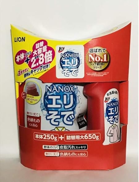Amazon Lion トップ プレケア エリそで 本体250g 詰め替え用大650g 2個セット Lion 液体洗剤