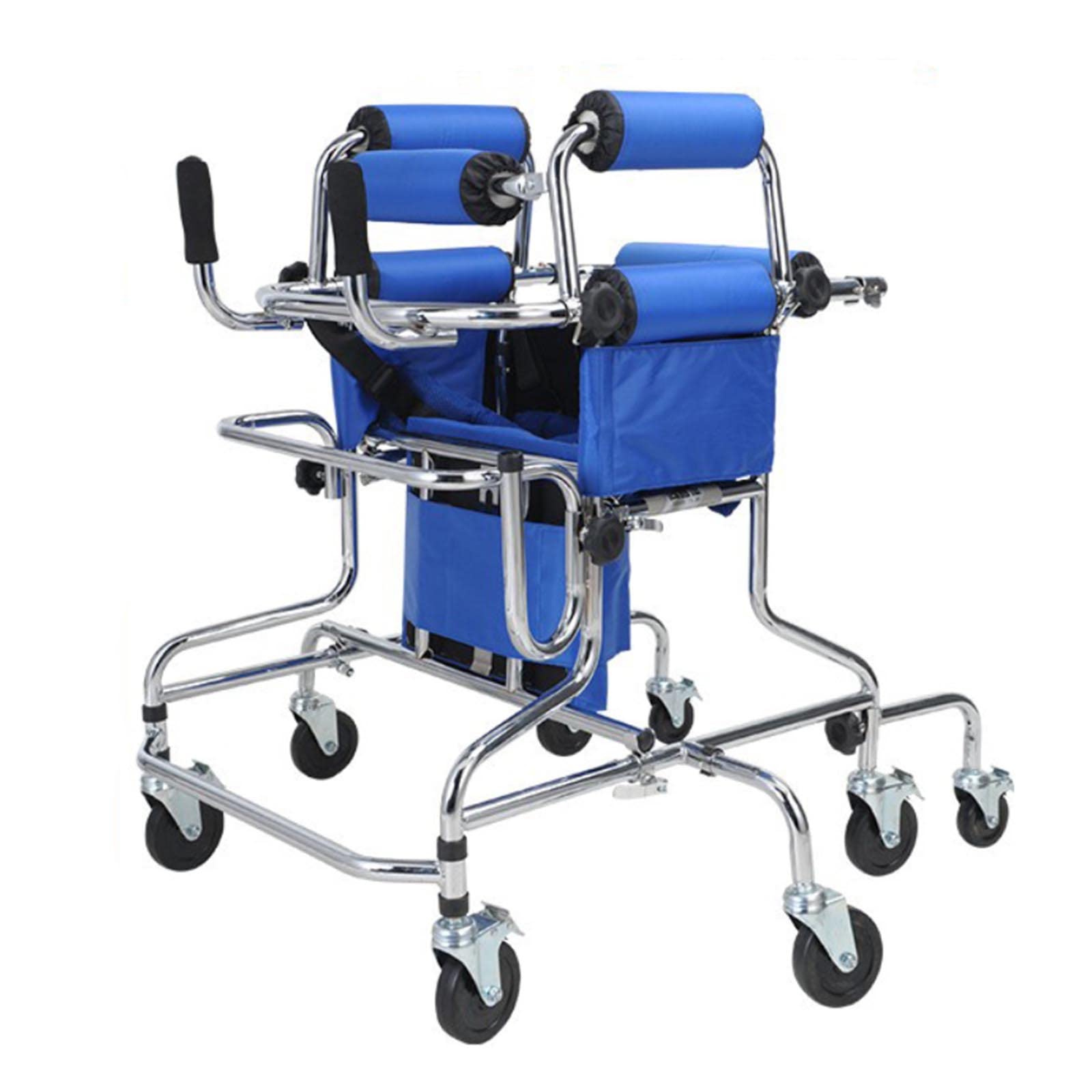 Ayuda para caminar para niños discapacitados con ruedas Andador con ruedas para rehabilitación infantil, con asiento acolchado para niños, adolescentes, altura ajustable, B (F)